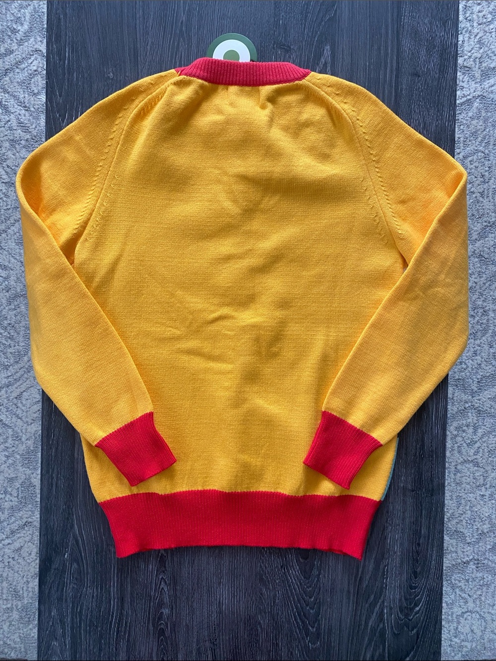 Oxknit Women's Floral Crewneck Sweater in Yellow & Teal - Picture 7 of 9